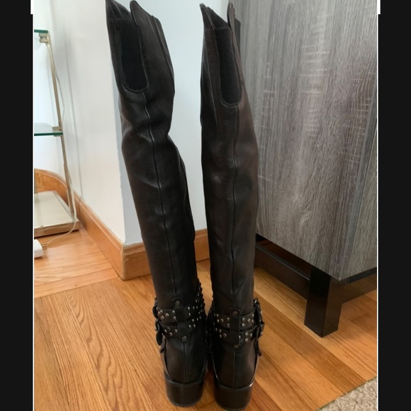 Black Knee High Studded Boots by Stuart Weitzman - Picture 4 of 10